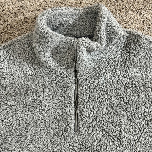 Women’s Sherpa Pullover Quarter Zip Grey Soft Sweater Old Navy - Picture 3 of 8